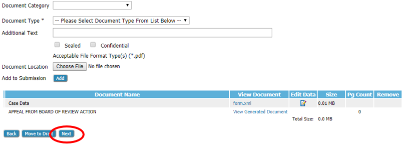 Review section on PAAB eFile